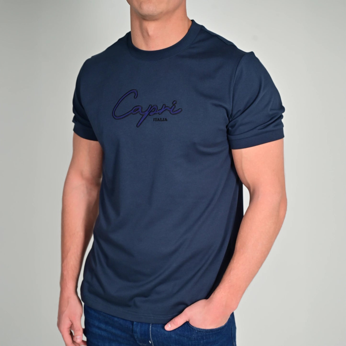 100% Cotton T Shirt - Navy Signature